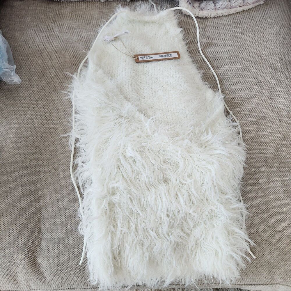 Skims XS Marble Faux Fur Knit Halter Mini Dress‎ NWT TP-LST-9834W